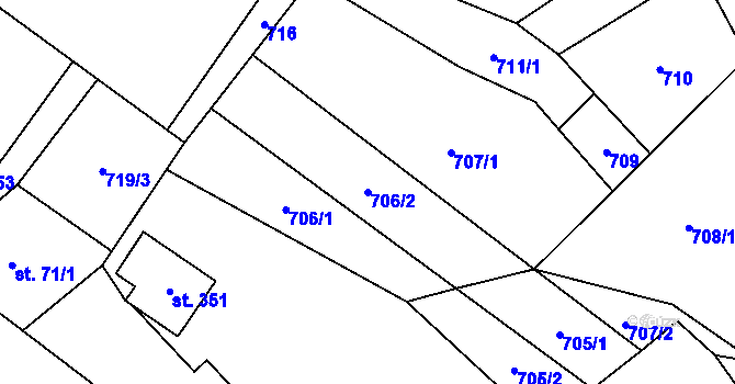 Parcela st. 706/2 v KÚ Milíkov u Jablunkova, Katastrální mapa