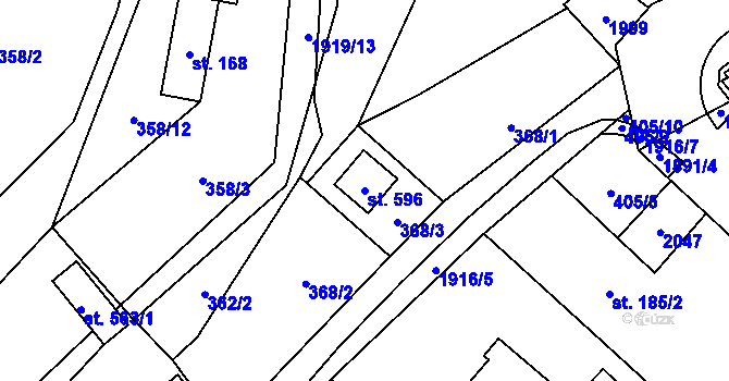 Parcela st. 596 v KÚ Milíkov u Jablunkova, Katastrální mapa