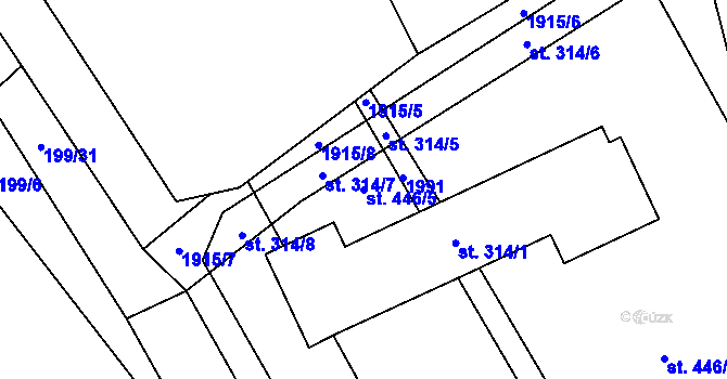 Parcela st. 446/5 v KÚ Milíkov u Jablunkova, Katastrální mapa