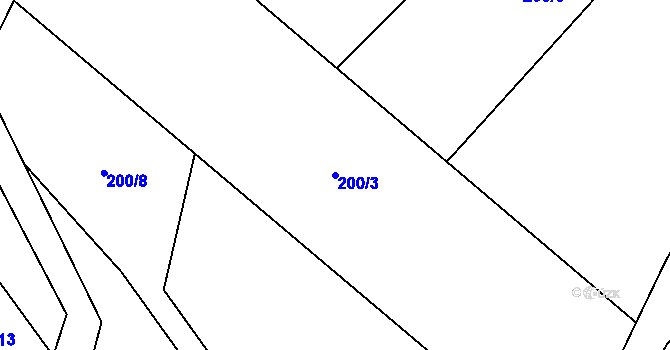 Parcela st. 200/3 v KÚ Milíkov u Jablunkova, Katastrální mapa