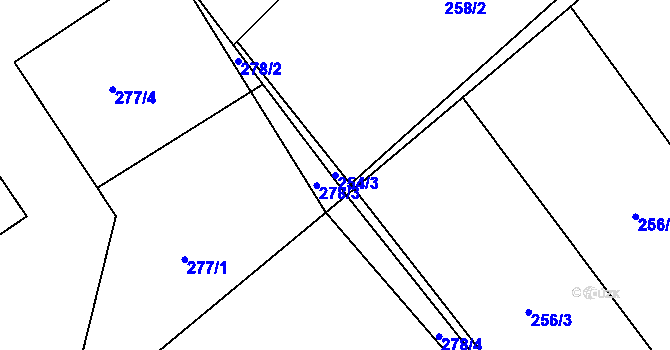 Parcela st. 254/3 v KÚ Milíkov u Jablunkova, Katastrální mapa