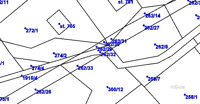 Parcela st. 262/32 v KÚ Milíkov u Jablunkova, Katastrální mapa