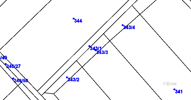 Parcela st. 343/3 v KÚ Milíkov u Jablunkova, Katastrální mapa
