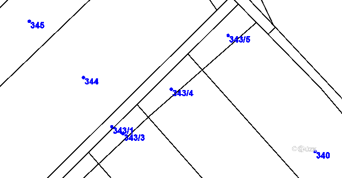 Parcela st. 343/4 v KÚ Milíkov u Jablunkova, Katastrální mapa