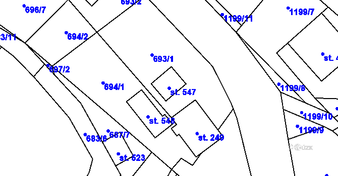 Parcela st. 547 v KÚ Milíkov u Jablunkova, Katastrální mapa