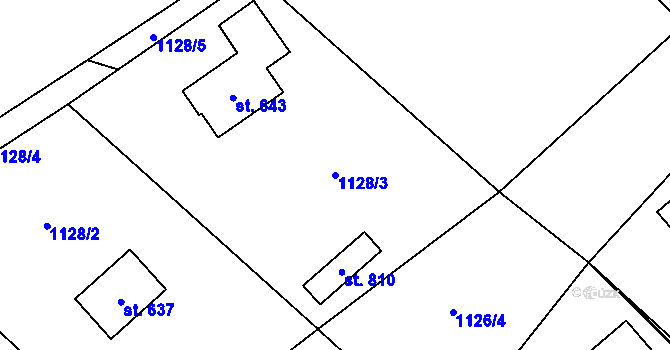 Parcela st. 1128/3 v KÚ Milíkov u Jablunkova, Katastrální mapa