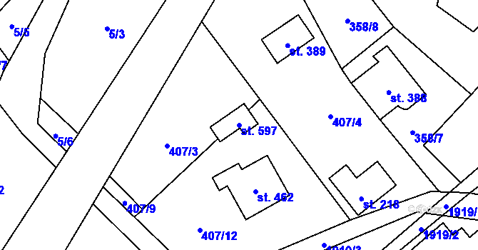 Parcela st. 597 v KÚ Milíkov u Jablunkova, Katastrální mapa