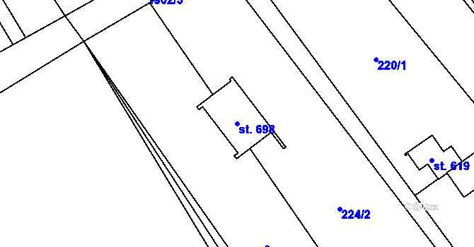 Parcela st. 698 v KÚ Milíkov u Jablunkova, Katastrální mapa