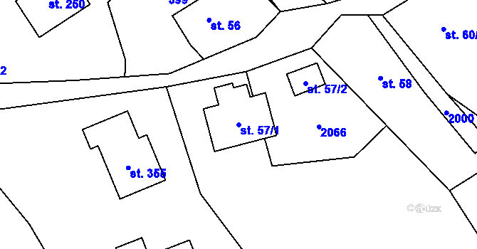 Parcela st. 57/1 v KÚ Milíkov u Jablunkova, Katastrální mapa