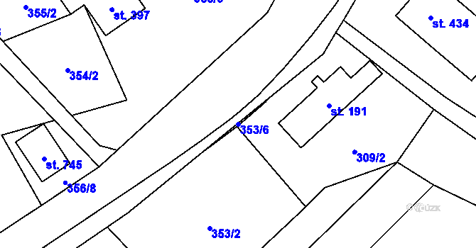 Parcela st. 353/6 v KÚ Milíkov u Jablunkova, Katastrální mapa