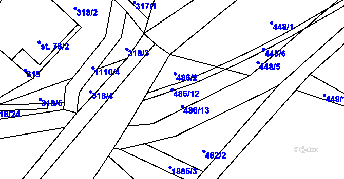 Parcela st. 486/12 v KÚ Milíkov u Jablunkova, Katastrální mapa