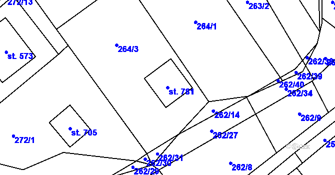 Parcela st. 781 v KÚ Milíkov u Jablunkova, Katastrální mapa