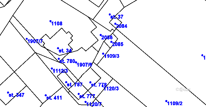 Parcela st. 1109/3 v KÚ Milíkov u Jablunkova, Katastrální mapa