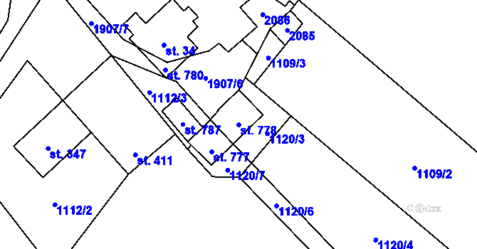 Parcela st. 778 v KÚ Milíkov u Jablunkova, Katastrální mapa