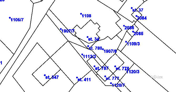 Parcela st. 780 v KÚ Milíkov u Jablunkova, Katastrální mapa