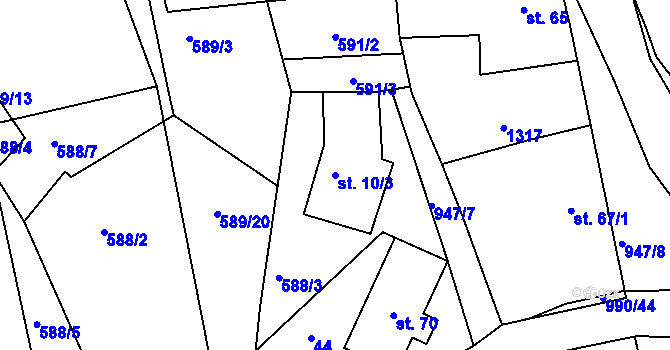 Parcela st. 10/3 v KÚ Milín, Katastrální mapa