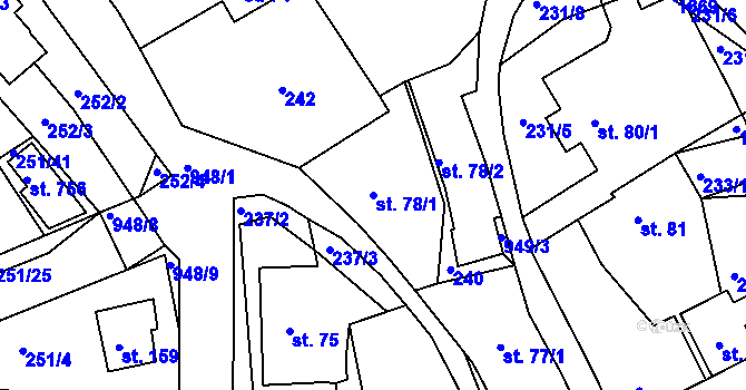 Parcela st. 78/1 v KÚ Milín, Katastrální mapa