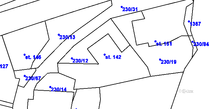 Parcela st. 142 v KÚ Milín, Katastrální mapa