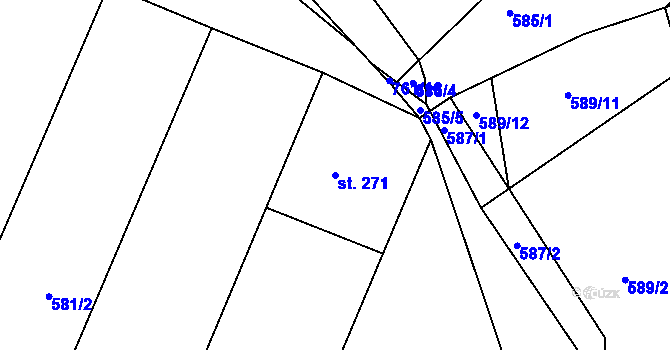 Parcela st. 271 v KÚ Milín, Katastrální mapa