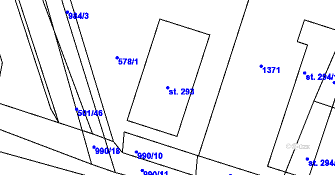 Parcela st. 293 v KÚ Milín, Katastrální mapa