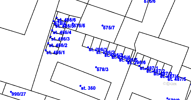 Parcela st. 296/2 v KÚ Milín, Katastrální mapa