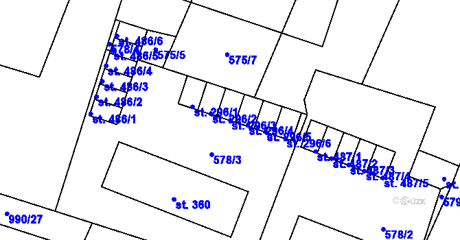 Parcela st. 296/3 v KÚ Milín, Katastrální mapa