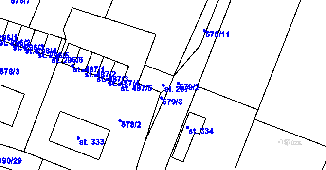 Parcela st. 297 v KÚ Milín, Katastrální mapa