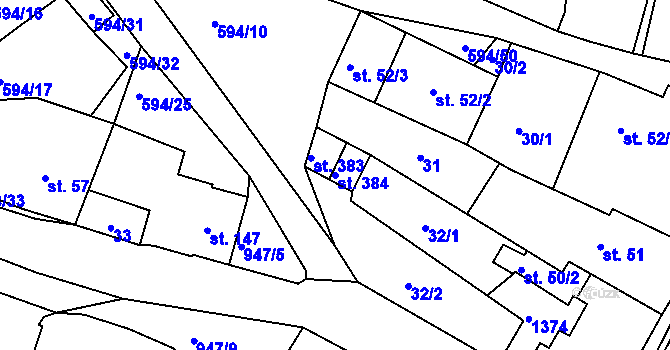 Parcela st. 384 v KÚ Milín, Katastrální mapa