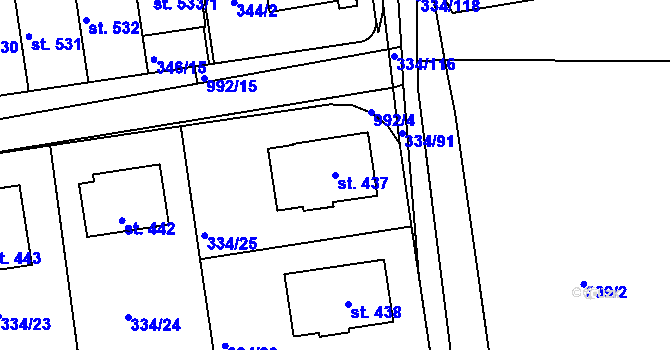 Parcela st. 437 v KÚ Milín, Katastrální mapa