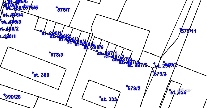 Parcela st. 487/2 v KÚ Milín, Katastrální mapa