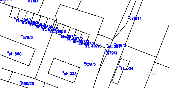Parcela st. 487/5 v KÚ Milín, Katastrální mapa