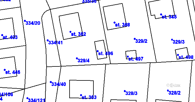 Parcela st. 496 v KÚ Milín, Katastrální mapa