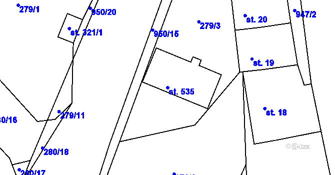 Parcela st. 535 v KÚ Milín, Katastrální mapa