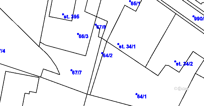 Parcela st. 64/2 v KÚ Milín, Katastrální mapa