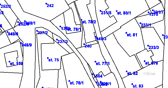 Parcela st. 240 v KÚ Milín, Katastrální mapa