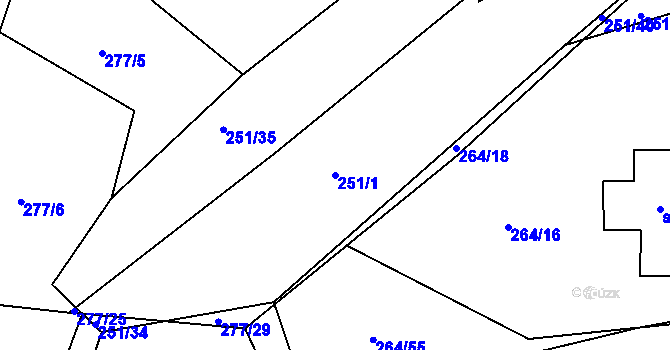 Parcela st. 251/1 v KÚ Milín, Katastrální mapa