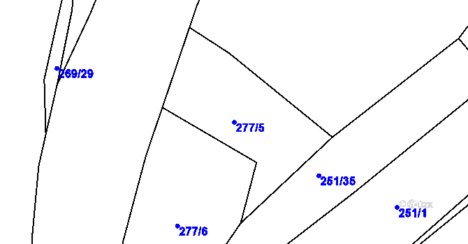 Parcela st. 277/5 v KÚ Milín, Katastrální mapa