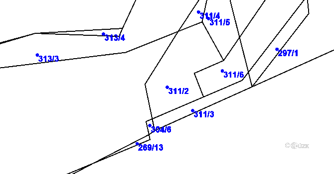 Parcela st. 311/2 v KÚ Milín, Katastrální mapa