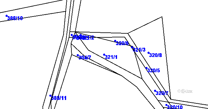 Parcela st. 321/1 v KÚ Milín, Katastrální mapa