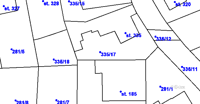Parcela st. 335/17 v KÚ Milín, Katastrální mapa
