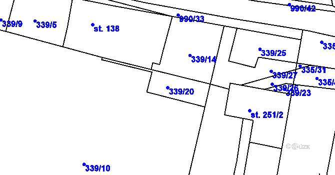 Parcela st. 339/20 v KÚ Milín, Katastrální mapa