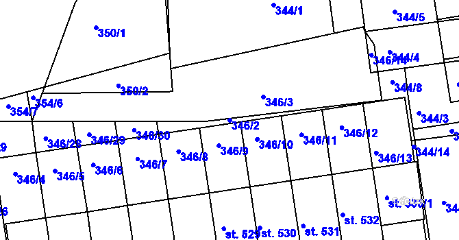 Parcela st. 346/2 v KÚ Milín, Katastrální mapa
