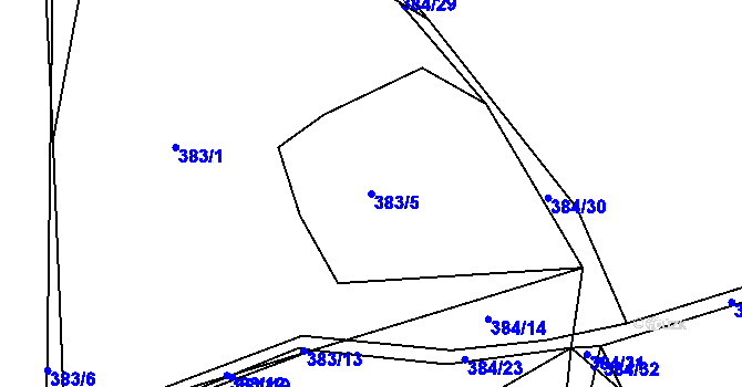 Parcela st. 383/5 v KÚ Milín, Katastrální mapa