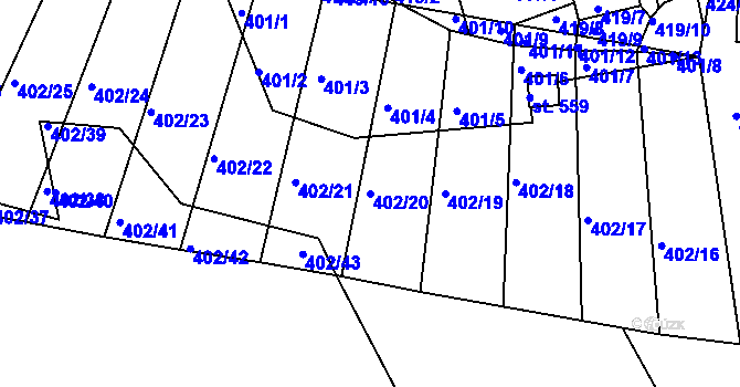 Parcela st. 402/20 v KÚ Milín, Katastrální mapa