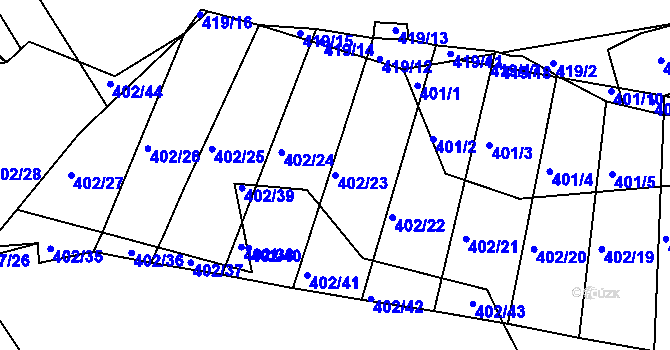 Parcela st. 402/23 v KÚ Milín, Katastrální mapa