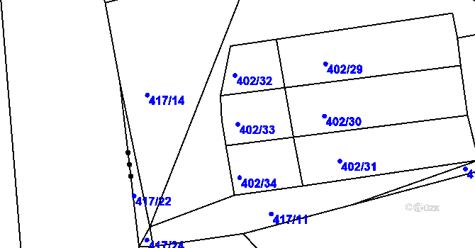 Parcela st. 402/33 v KÚ Milín, Katastrální mapa