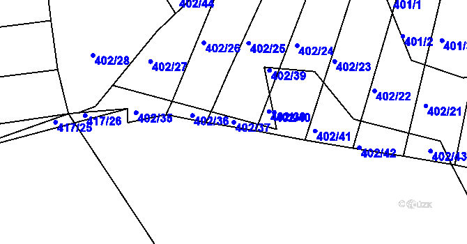 Parcela st. 402/37 v KÚ Milín, Katastrální mapa