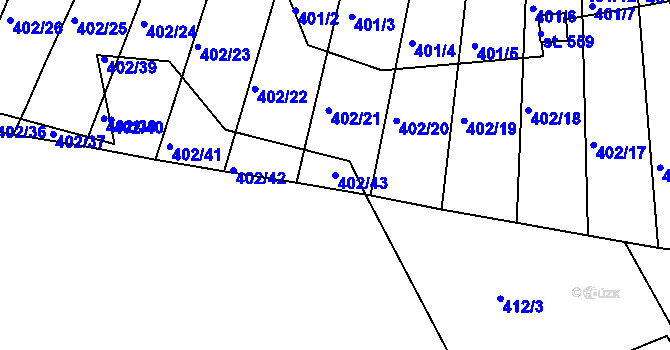 Parcela st. 402/43 v KÚ Milín, Katastrální mapa