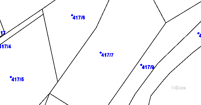 Parcela st. 417/7 v KÚ Milín, Katastrální mapa