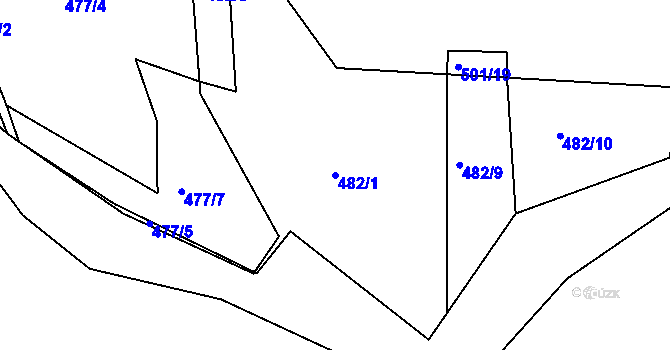 Parcela st. 482/1 v KÚ Milín, Katastrální mapa